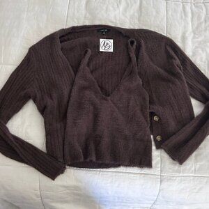 Cozy Brown Love Tree Set - Tank and Sweater NWT L